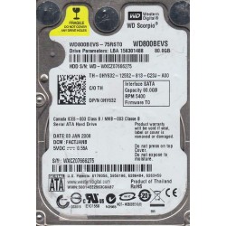 Western Digital WD800BEVS 80 GB HDD Kontrol Kartı (PCB: