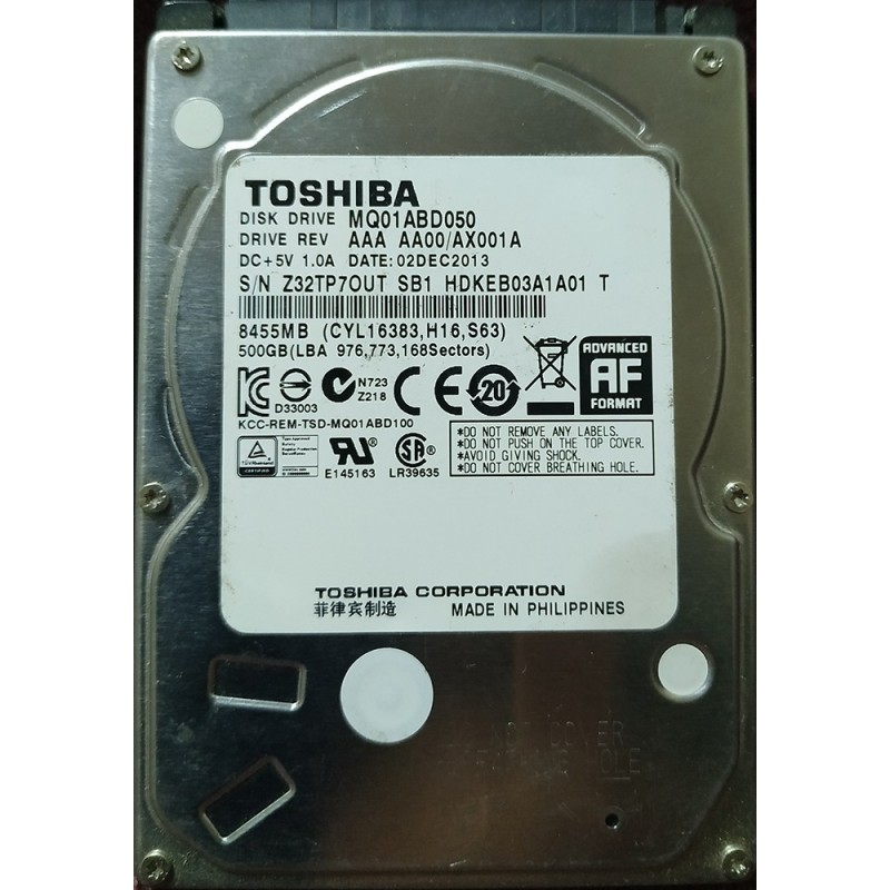 Toshiba MQ01ABD050 500 GB SATA 2.5" Harddisk (Arızalı - Donör)