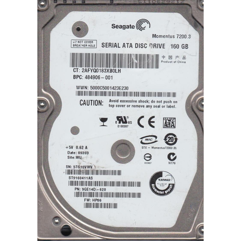 Seagate ST9160411AS 160 GB SATA 2.5" Harddisk (Arızalı - Donör)