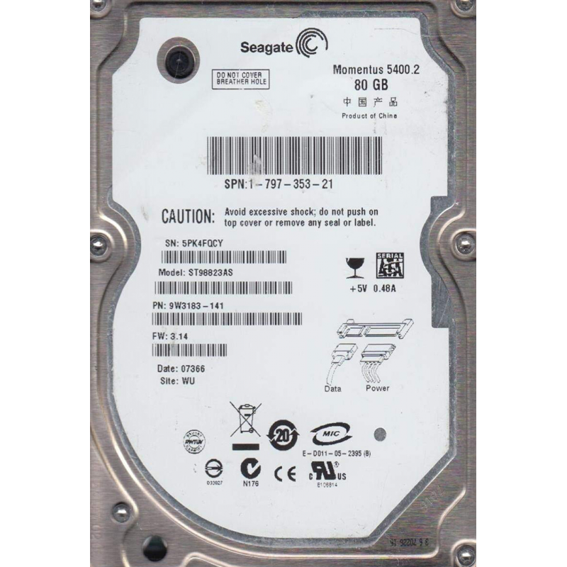 Seagate ST98823AS 80 GB SATA 2.5" Harddisk (Arızalı - Donör)