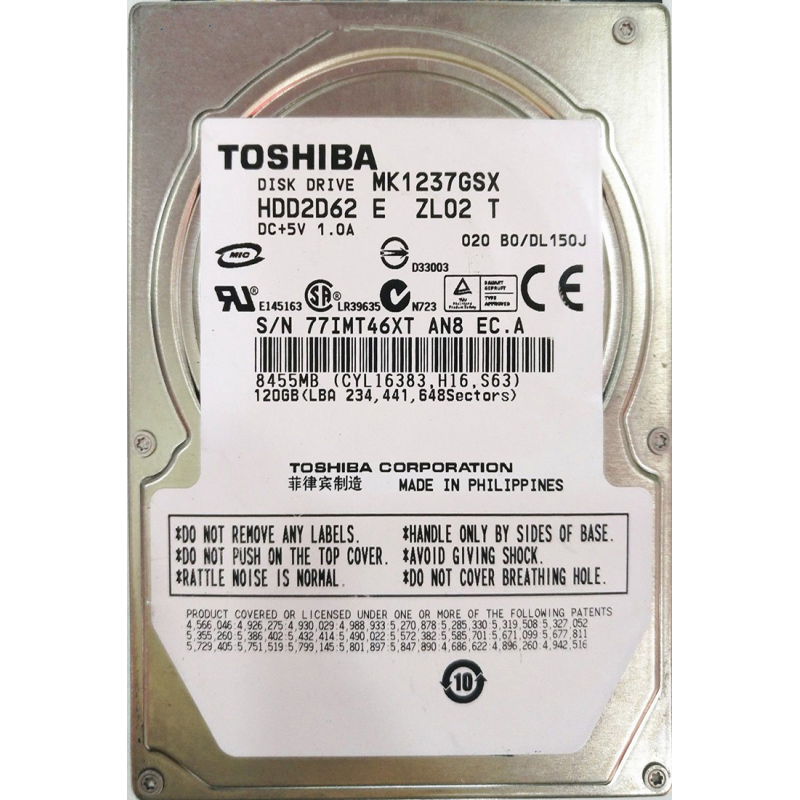 Toshiba MK1237GSX 120 GB SATA 2.5" Harddisk (Arızalı - Donör)