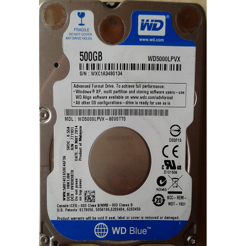 Western Digital WD5000LPVX 500 GB SATA 2.5" Harddisk (Arızalı -