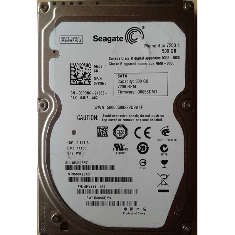 Seagate ST9500420AS 500 GB SATA 2.5" Harddisk (Arızalı - Donör)